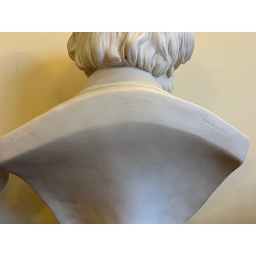 212 - Two 19thC Parian ware busts to include William Ewart Gladstone and John Bright by Adams & Co, after ... 