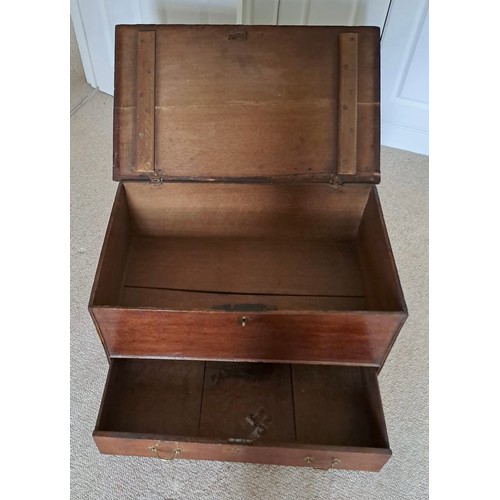 102 - An early 19thC oak box with drawer to base. 39cm h x 75cm w x 46cm d.