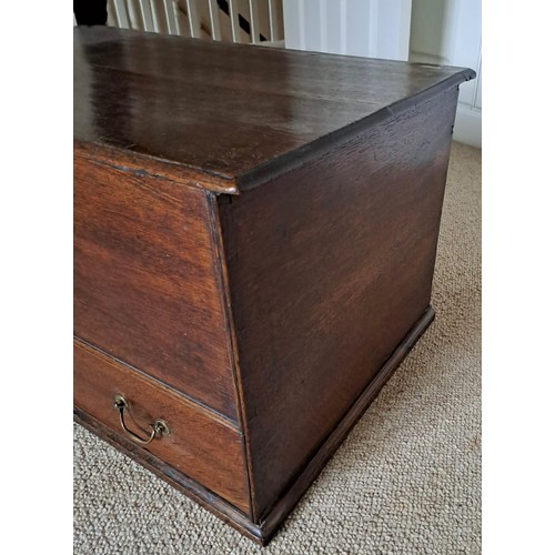 102 - An early 19thC oak box with drawer to base. 39cm h x 75cm w x 46cm d.