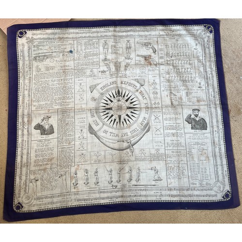 915 - Late 19thC sailors neckerchief, Fulton-Airey patent no. 20771, printed with various advice, drills, ... 