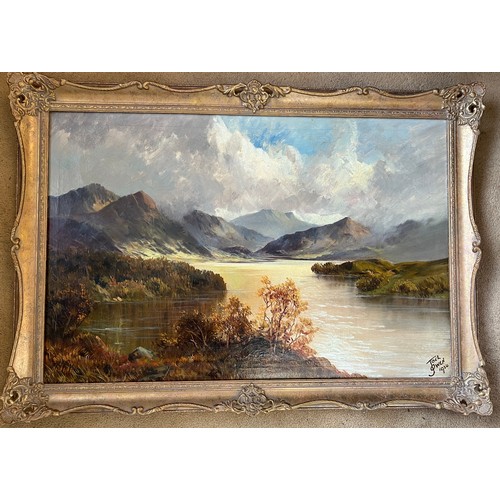 1183 - Joel Owen (British 1892-1931) oil on canvas Highland landscape  signed and dated 1924, in gilt frame... 