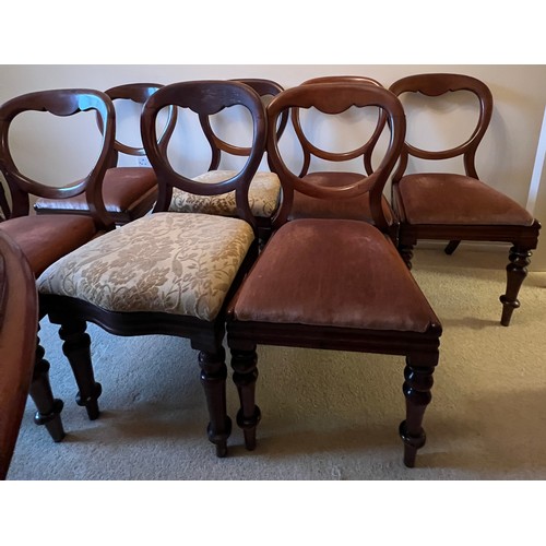 97 - Seven Victorian balloon back dining chairs (5 + 2)