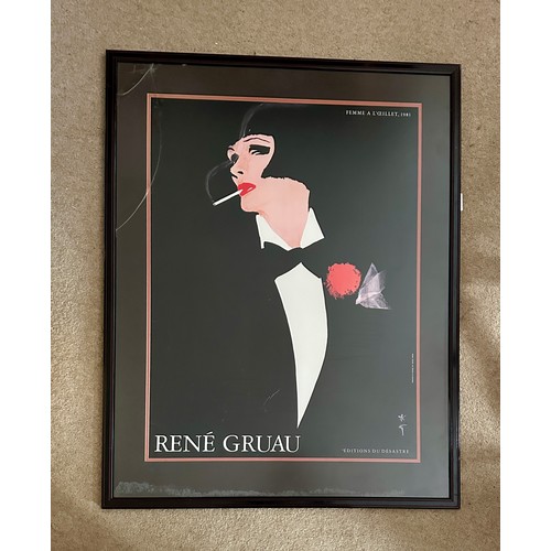 Rene Gruau pair of framed prints, La Cigarette 1983' approx