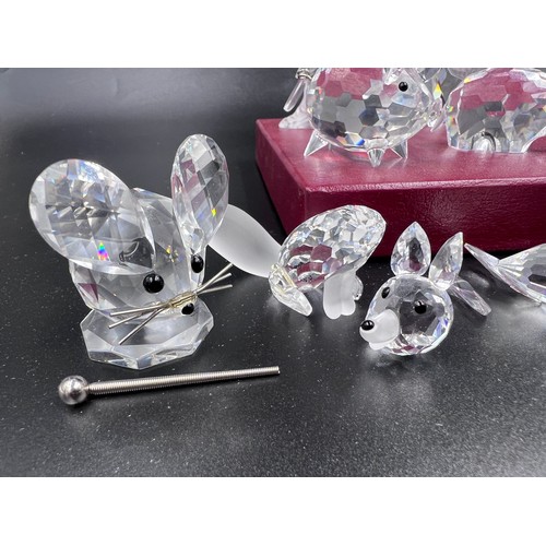 290 - A collection of Swarovski crystal to include 7638 pig, pelican, rhino, 7636 owl, hippo, fox, 7631 mo... 