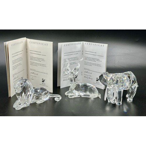 293 - Inspiration Africa Swarovski crystal Annual Editions to include Lion 1995, Elephant 1993 and The Kud... 