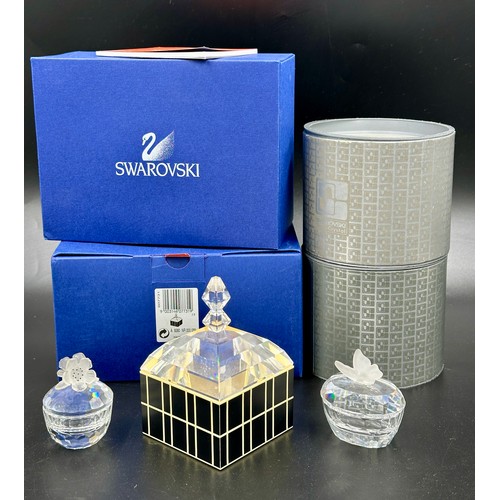 301 - A Swarovski Crystal 9280 black Op Art box by Anna Gili together with Swarovski 7464 round Anemone Tr... 