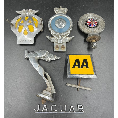 1029 - Motoring related badges to include vintage Pegasus chrome plated car mascot, square AA badge, chrome... 