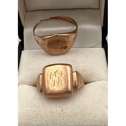 488 - Two 9 carat gold signet rings. Total weight 12.2gm.