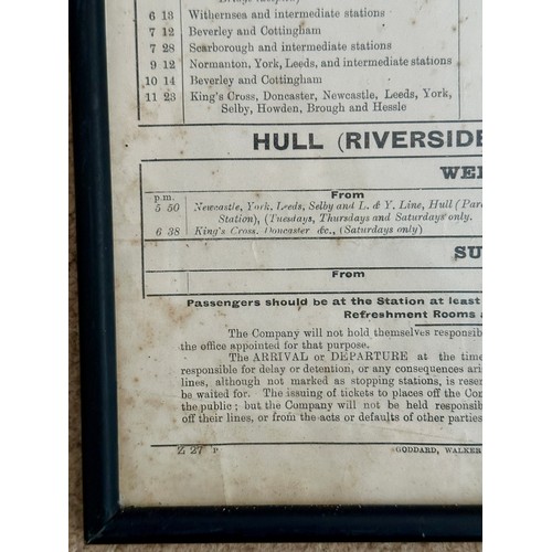 1142 - Railway interest: North Eastern Railway, Hull (Paragon) Station Time Table from 11th March 1912. Pos... 