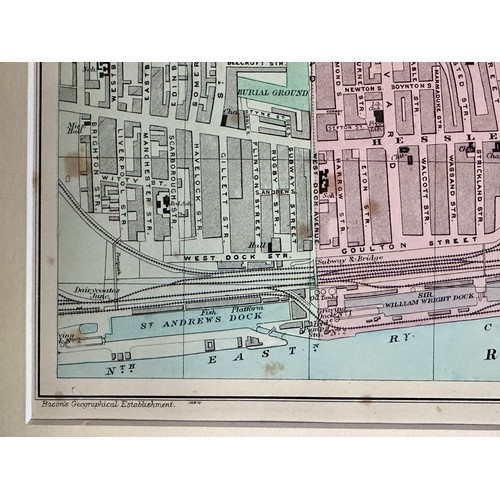 1144 - A PLAN OF HULL DIVIDED INTO 1/4 MILE SQUARES COLOURED TO SHOW THE WARDS.’ by G. W. Bacon c.1907. Unf... 