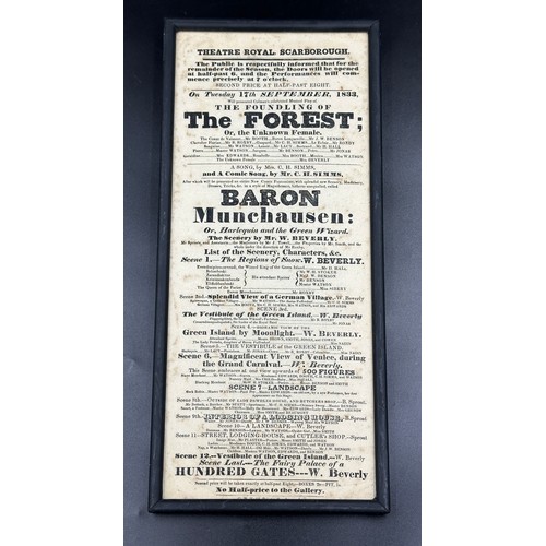 1146 - Theatre Royal, Scarborough Tuesday 17th September, 1833 poster advertising production of Baron Munch... 