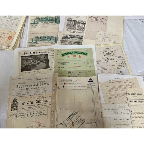 746 - Local interest: A large quantity of Hull Bill Heads dating from 1840 to approx. 1935 to include R Wi... 