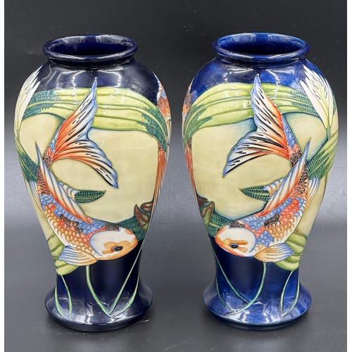 255 - A pair of Moorcroft 'Quiet Waters' vases, designed by Philip Gibson, 2002, a left and right, with im... 