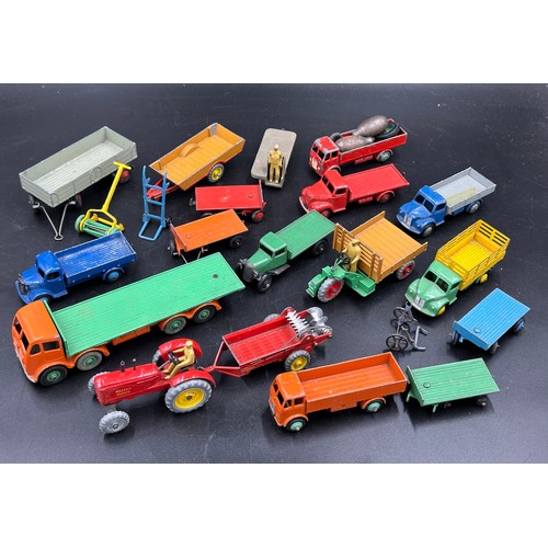 856 - A quantity of Dinky Farm Machinery & Trucks toys to include 902 Foden Flat Truck with box, 27G Motoc... 