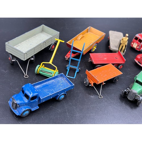 856 - A quantity of Dinky Farm Machinery & Trucks toys to include 902 Foden Flat Truck with box, 27G Motoc... 