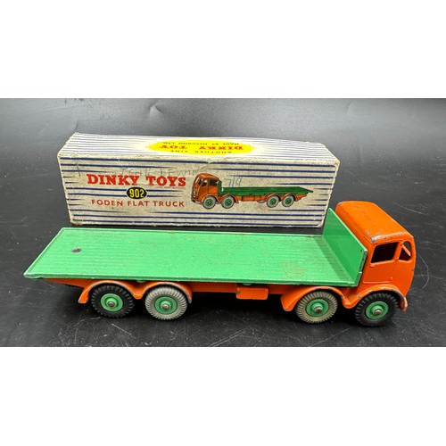 856 - A quantity of Dinky Farm Machinery & Trucks toys to include 902 Foden Flat Truck with box, 27G Motoc... 