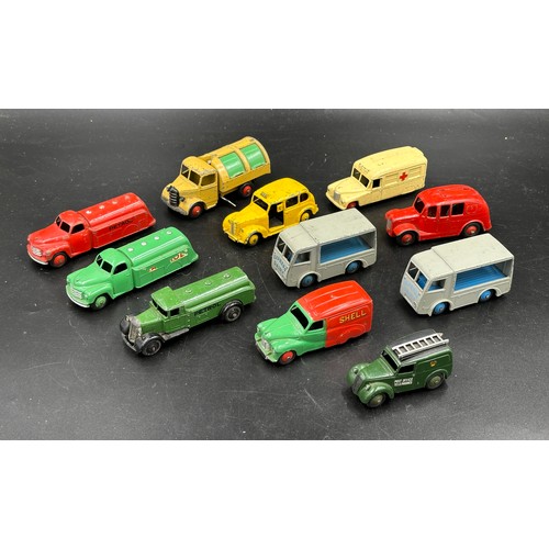 862 - Unboxed Dinky toys to include N.C.B. Electric Van and N.C.B. Electric Van 30V, Petrol Truck x 2, 470... 