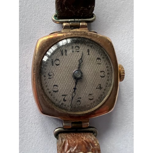 563 - An Audax 9ct ladies wristwatch. Stamped 9 375 A&M 19156, engraved C.M.P. 26/7/32.