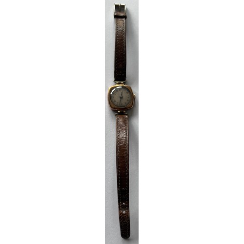 563 - An Audax 9ct ladies wristwatch. Stamped 9 375 A&M 19156, engraved C.M.P. 26/7/32.