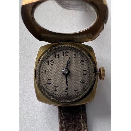 563 - An Audax 9ct ladies wristwatch. Stamped 9 375 A&M 19156, engraved C.M.P. 26/7/32.