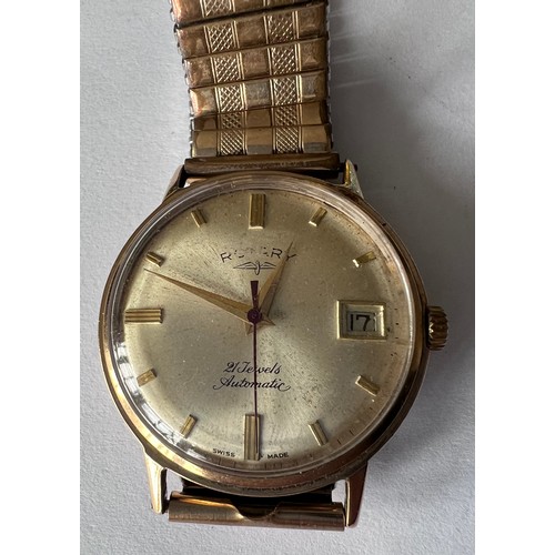 564 - A 9ct gold Rotary Automatic gentleman's wristwatch with date aperture, 21 jewels. Excalibur rolled g... 