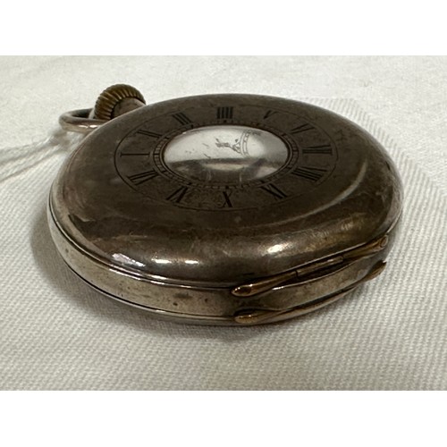 562 - A silver half Hunter pocket watch engraved C.W.Park presented by the Rates Staff N.E.RLY York Sep 30... 