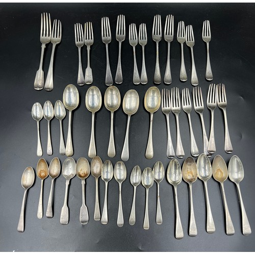 729 - A large quantity of Georgian and later silver cutlery, various dates and makers. Total weight 1610gm... 