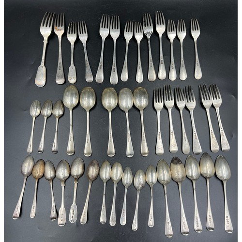 729 - A large quantity of Georgian and later silver cutlery, various dates and makers. Total weight 1610gm... 