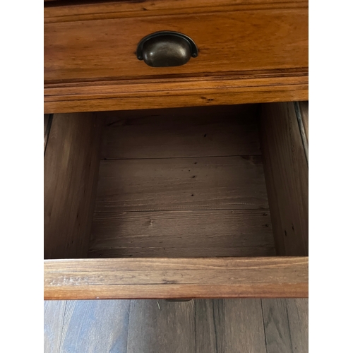 111 - A PGT Reclaimed large pine pedestal desk with three drawers to each side together with a PGT 'Reclai... 