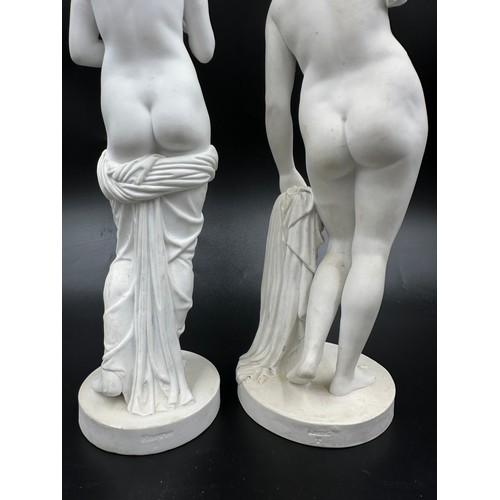 263 - Two Royal Copenhagen Parian ware figures. Psyche 31cm and Venus with the apple. Both after Bertel Th... 