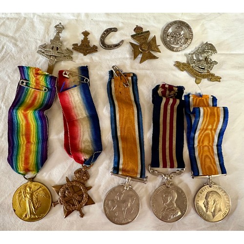 913 - A WWI First World War medal group to one 12790 CPL. W. Beck York R. comprising: Victory Medal , War ... 