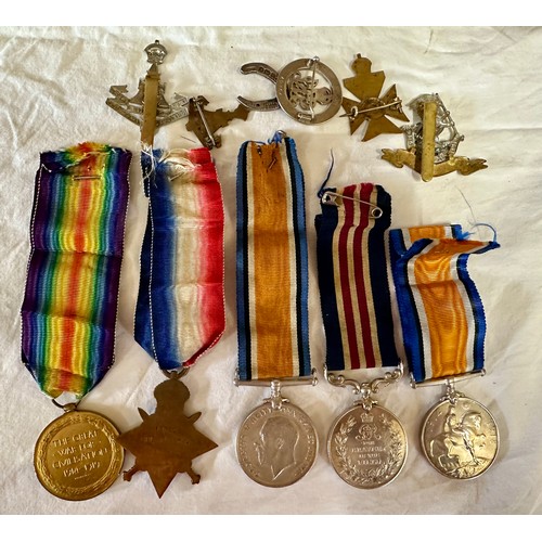 913 - A WWI First World War medal group to one 12790 CPL. W. Beck York R. comprising: Victory Medal , War ... 