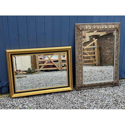 1020 - Two contemporary bevelled wall mirrors. Gilt mirror 89 x 65cm, bronze mirror 96 x 70.5cm