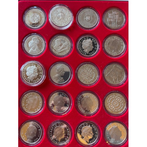 609 - A collection of Silver proof 5 pound coins of various dates to include Diana, Fiftieth Birthday of P... 