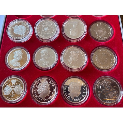 610 - A collection of Silver proof 5 pound coins of various dates to include 2008 Prince of Wales, 2011 Pr... 