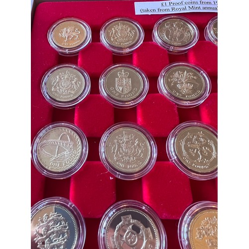 611 - A collection of one pound proof coins from 1983. Taken from Royal Mint Annual Proof Sets. (34)