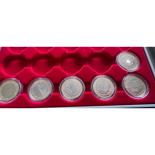 612 - Two trays of 41 two pound proof coins from 1986 to 2010 to include 1999 Rugby World Cup, 2002 Common... 