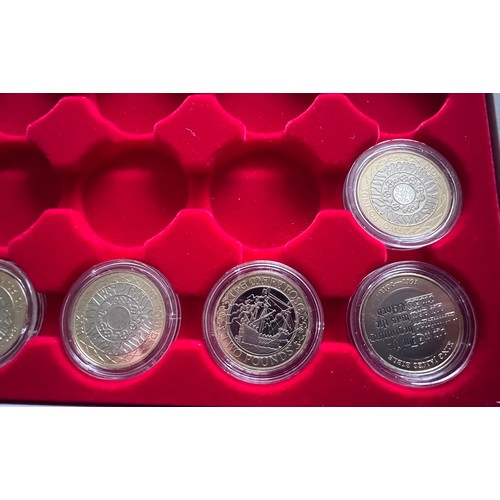 612 - Two trays of 41 two pound proof coins from 1986 to 2010 to include 1999 Rugby World Cup, 2002 Common... 