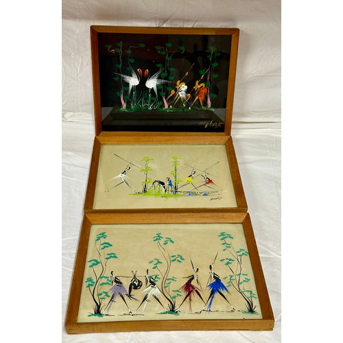 1169 - Three original mid-century African Tribal gouache/watercolours by various artists, all signed. Image... 