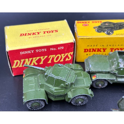 Military Dinky Toys to include boxed 670 Armoured Car 674 673 686 641 all boxed a f together w