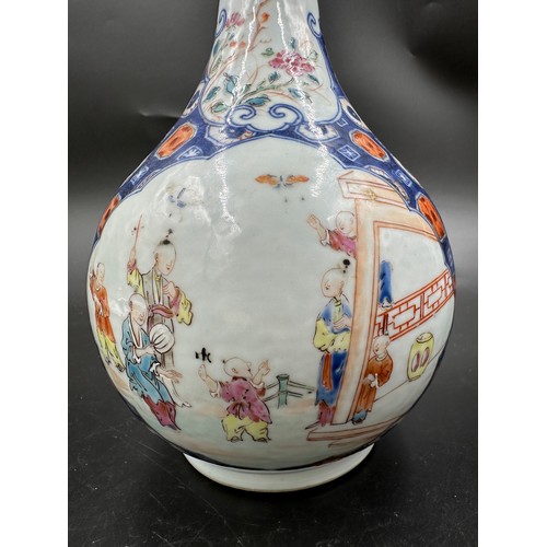 265 - A pair of Oriental vases, bottle vase 24cm h, the other lidded vase probably Japanese Imari, 23cm h.