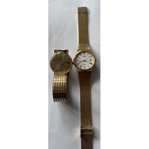 571 - Two gentleman's Rotary date aperture wristwatches, one quarts. Case back stamp marked 225 and 9857.