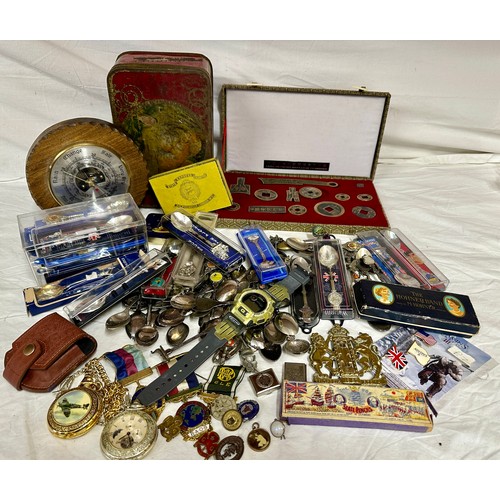 1037 - A miscellany to include Masonic medal Antediluvian Order of Buffaloes, cap badges, The Hohner Band m... 