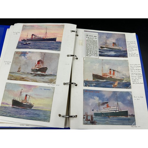 754 - Four albums of postcards mostly with a nautical theme. Two largest albums with mercantile (incudes s... 