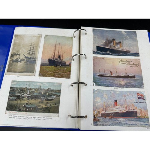 754 - Four albums of postcards mostly with a nautical theme. Two largest albums with mercantile (incudes s... 