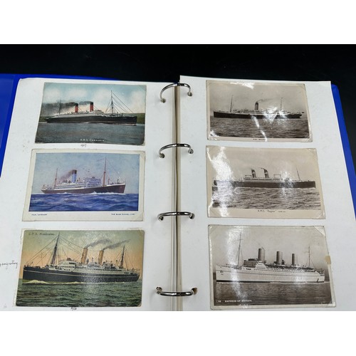 754 - Four albums of postcards mostly with a nautical theme. Two largest albums with mercantile (incudes s... 