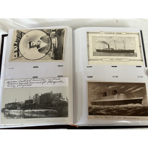 754 - Four albums of postcards mostly with a nautical theme. Two largest albums with mercantile (incudes s... 