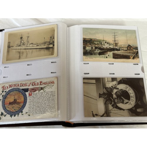 754 - Four albums of postcards mostly with a nautical theme. Two largest albums with mercantile (incudes s... 