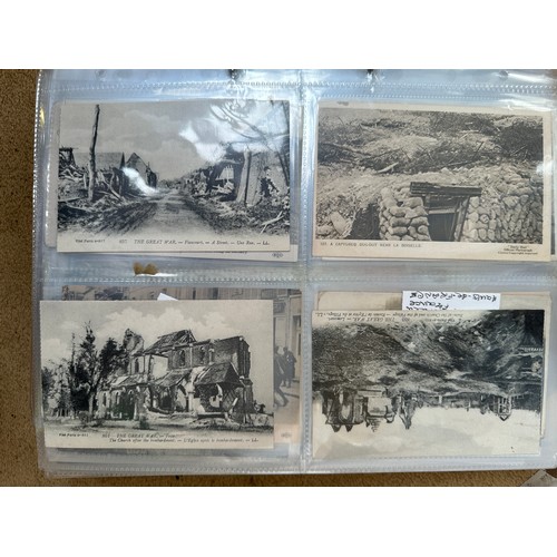 756 - A large collection of World War I & II postcards depicting soldiers, artillery tanks, camps, many bo... 