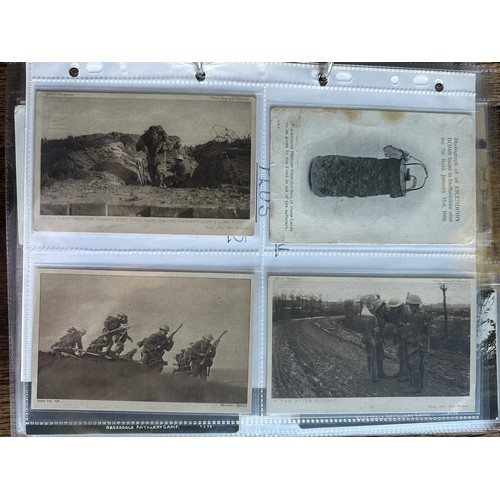 756 - A large collection of World War I & II postcards depicting soldiers, artillery tanks, camps, many bo... 